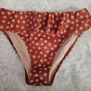 Victoria's Secret Floral Bikini Bottom - Red and White